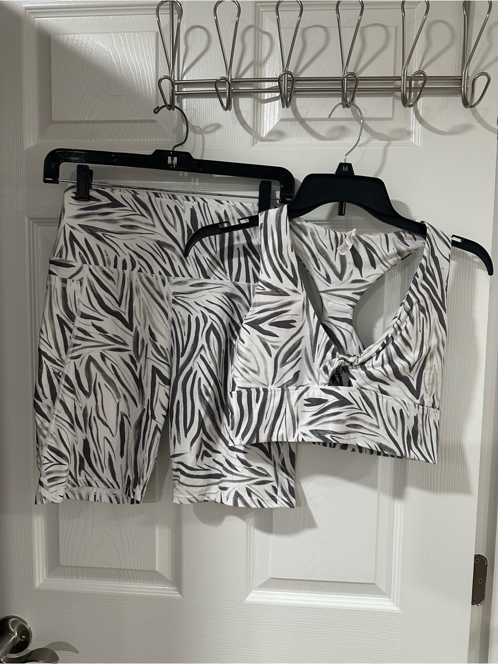 Two-Piece Zebra Print Workout Set - Sports Bra + Skort